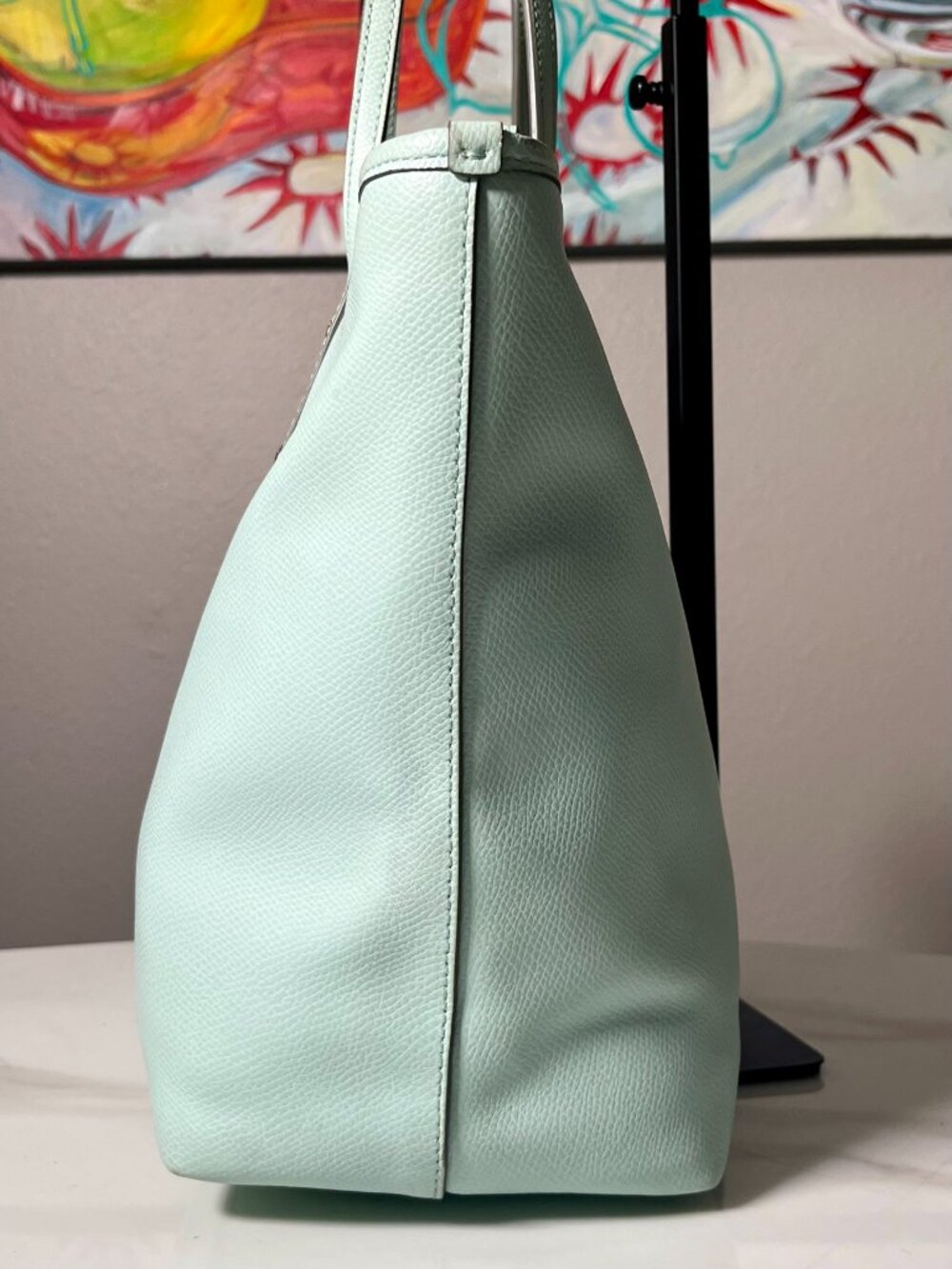 Coach City Zip Tote Seafoam Green Pebbled Leather Tote Shoulder Bag + COA - Picture 3 of 16